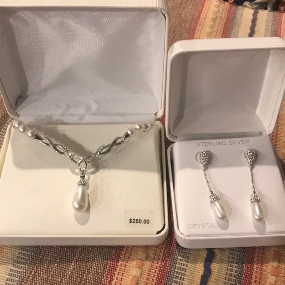 Jewelry - Sterling Silver Pearl Necklace & Earrings